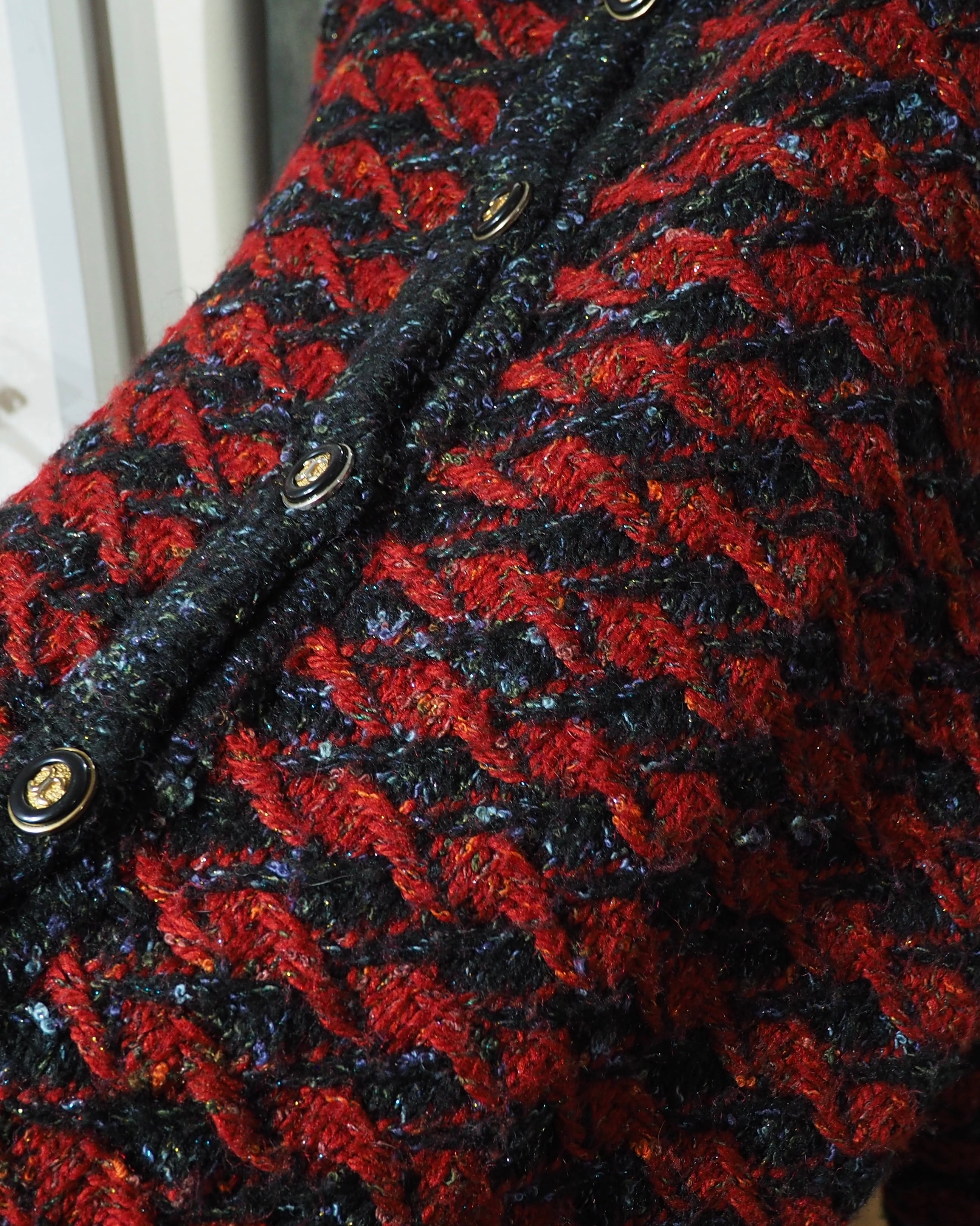 " Unknown " Zigzag Knitting × Luxury Decoration Vintage Wool Cardigan