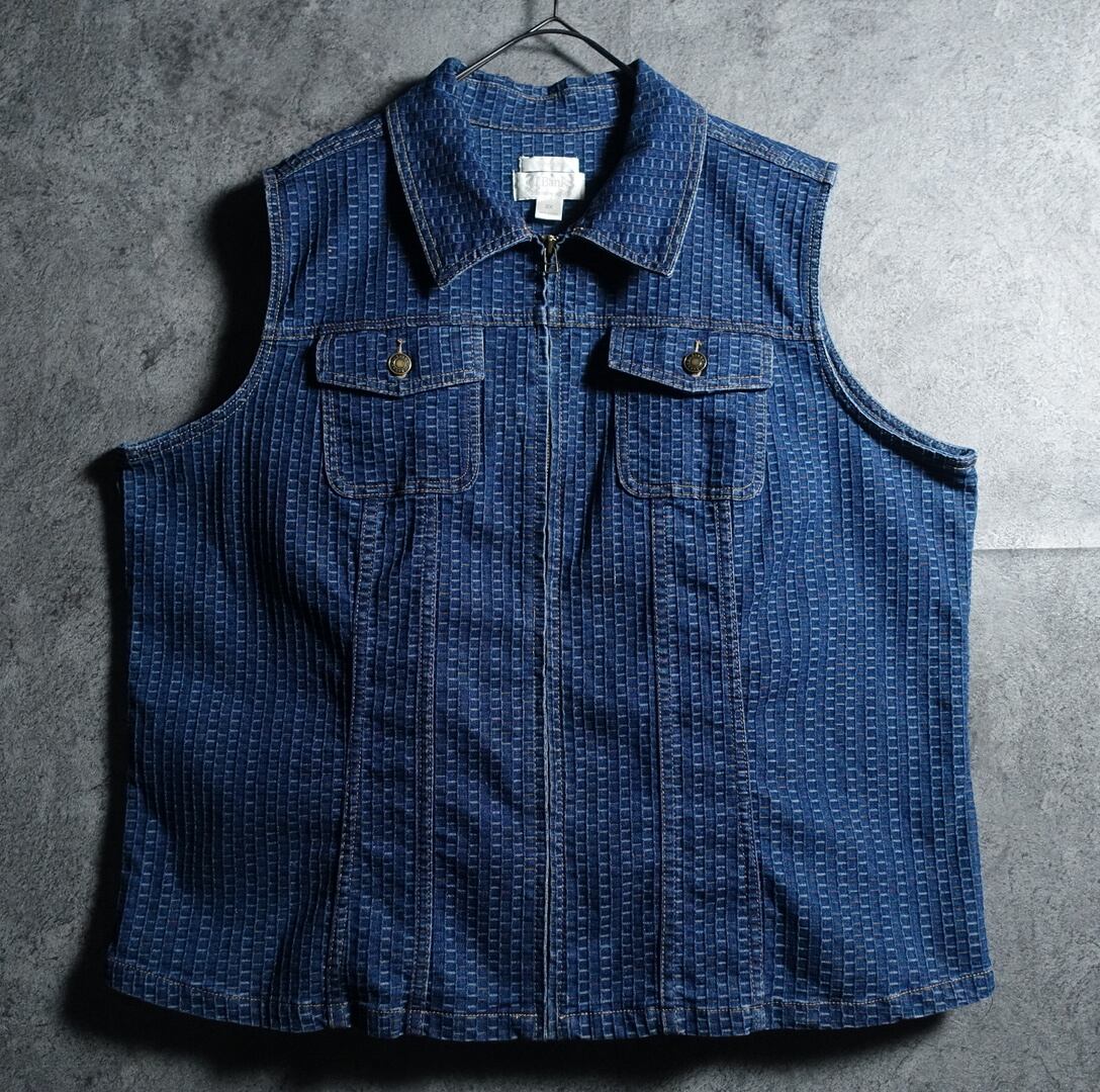 “C.J.Banks”Denim Design Zip Vest