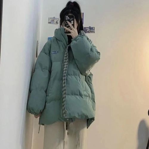 送料無料 ダウンジャケット レディース ダウンジャケット ショート 秋 冬 コート レディース アウター 韓国ファッション カジュアル ワントーン 無地 グリー