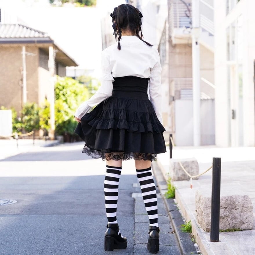 即納 コルセットスカート レースアップ ゴスロリ 闇かわいい
