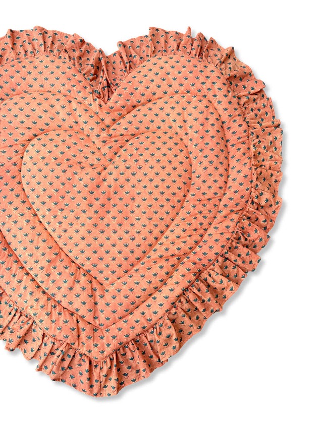 Baby Quilt Play Mat Heart Frill -Monsoon Color-Tiny Pink Floral【saruche】
