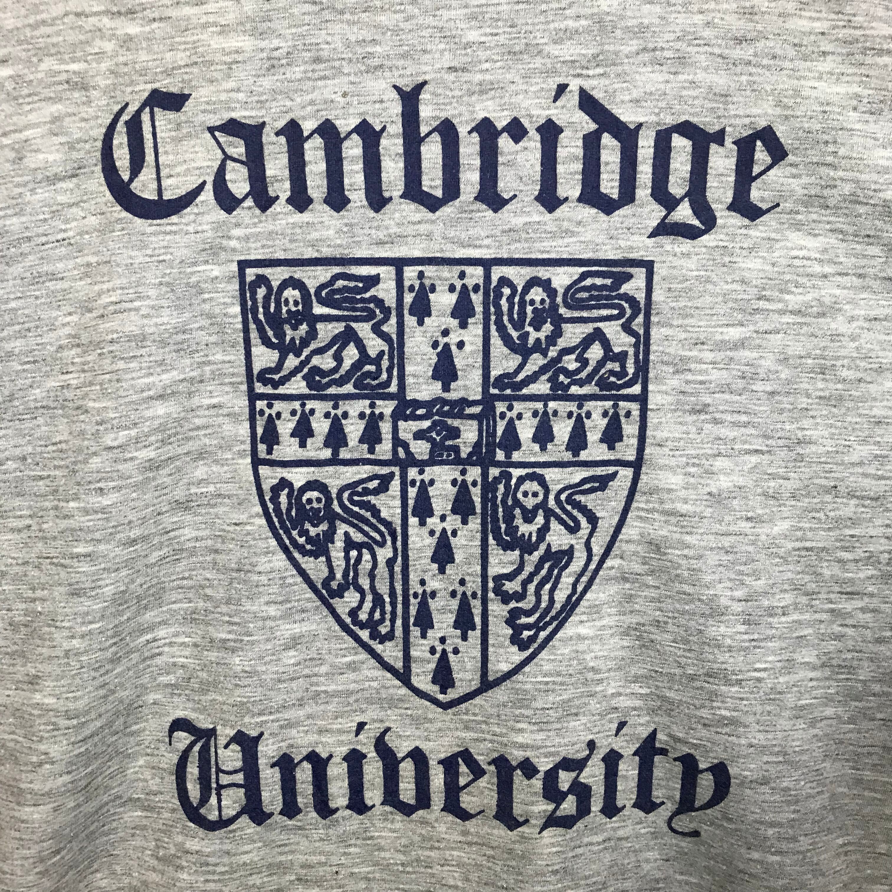 ☆90s 霜降りグレー ケンブリッジ大学 カレッジ プリント 半袖 T-sh T