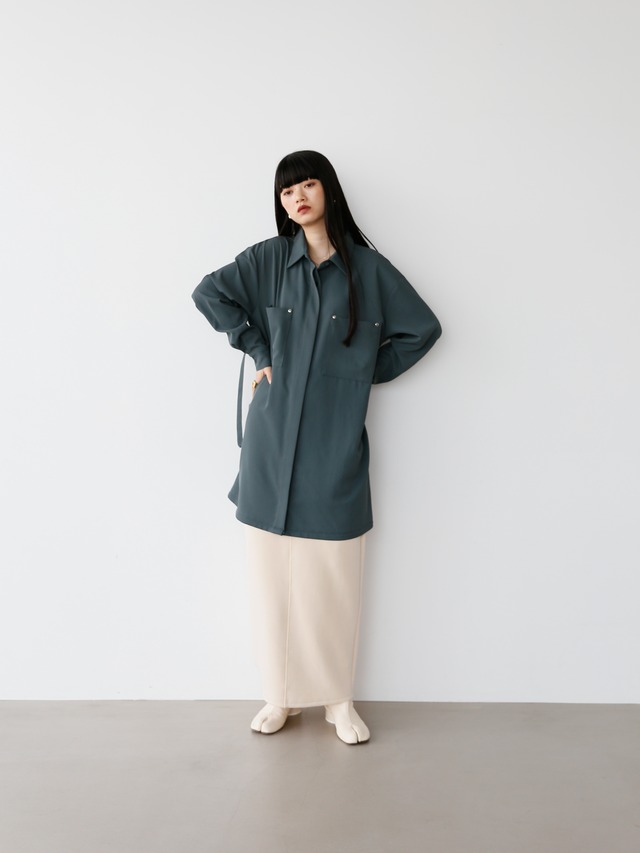 2way back tuck shirt onepiece（navy green）