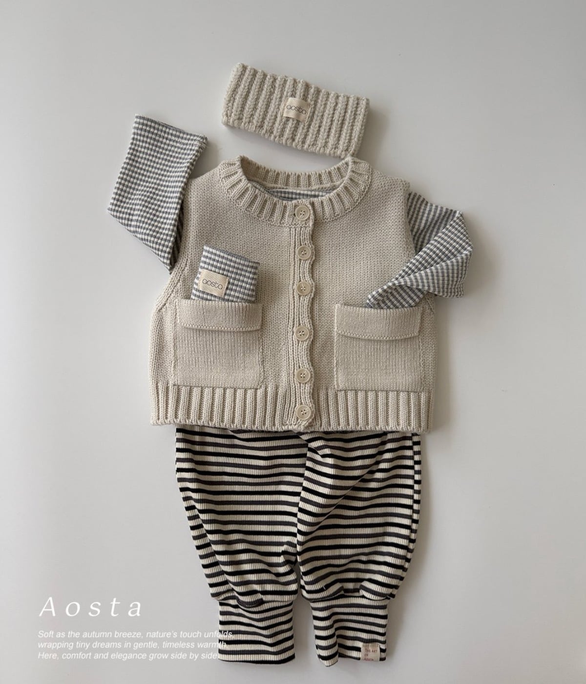 送料無料【予約】/ ニットクッキーヘアバンド / aosta