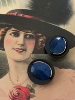 Japanese Vintage ボタン 18mm ネイビー カボション 昭和レトロ アクセサリーパーツ 装飾材 カルトナージュ