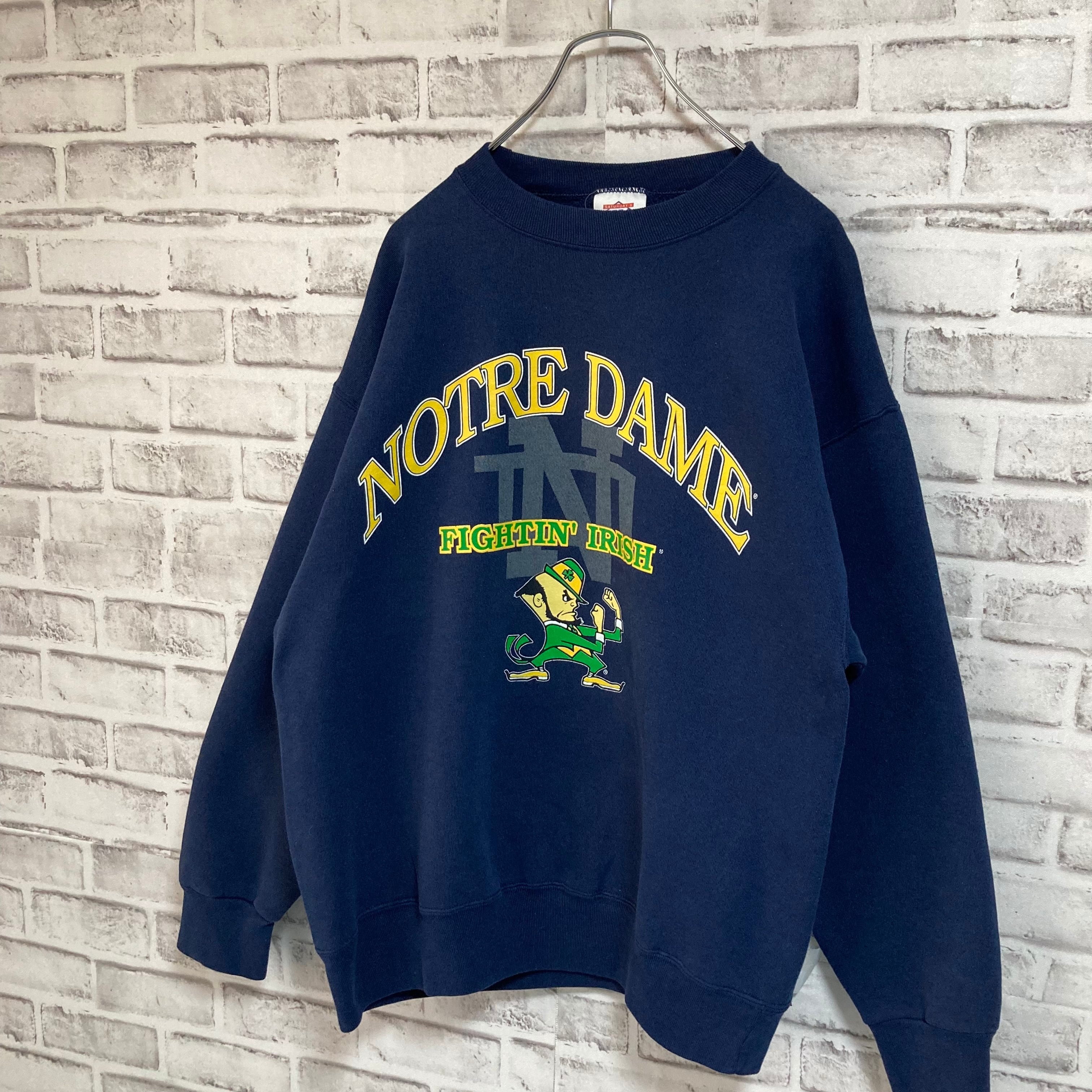SATURDAY'S HERO】L/S Sweat L Made in USA 90s “NOTRE DAME” スウェット トレーナー USA製  ノートルダム大学 カレッジロゴ vintage ヴィンテージ アメリカ USA 古着 Fuzzy Fuzzy