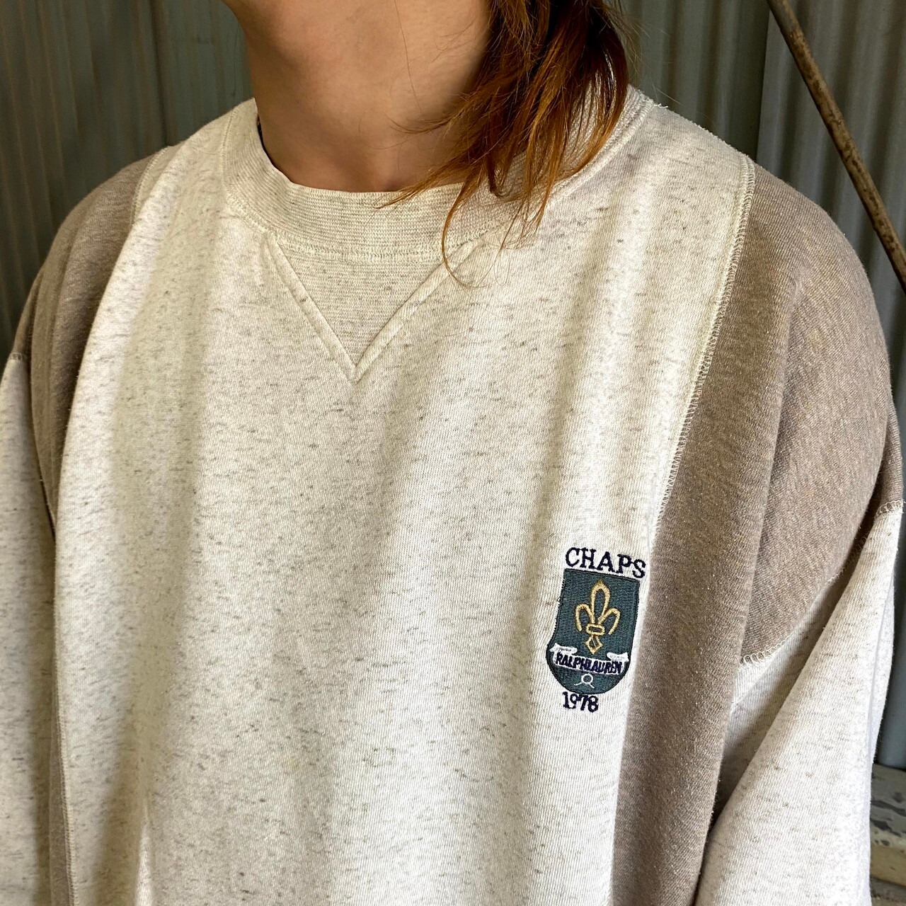 90年代 チャップス ラルフローレン 刺繍ロゴ ツートンスウェット 