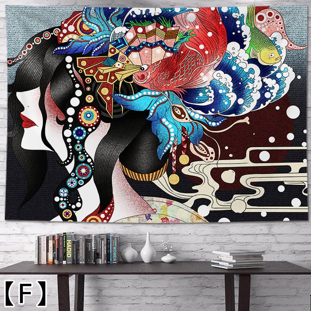 5枚入り】和柄 大判の布 タペストリー 背景布 浮世絵 鯉 波 アート