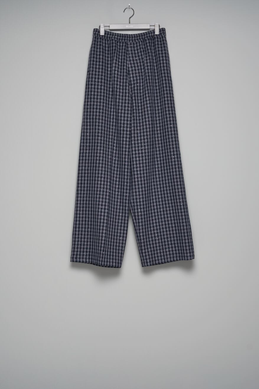26SS】MASU SPARKLING PLAID WIDE EASY PANTS (BLACK) M26U6PL009