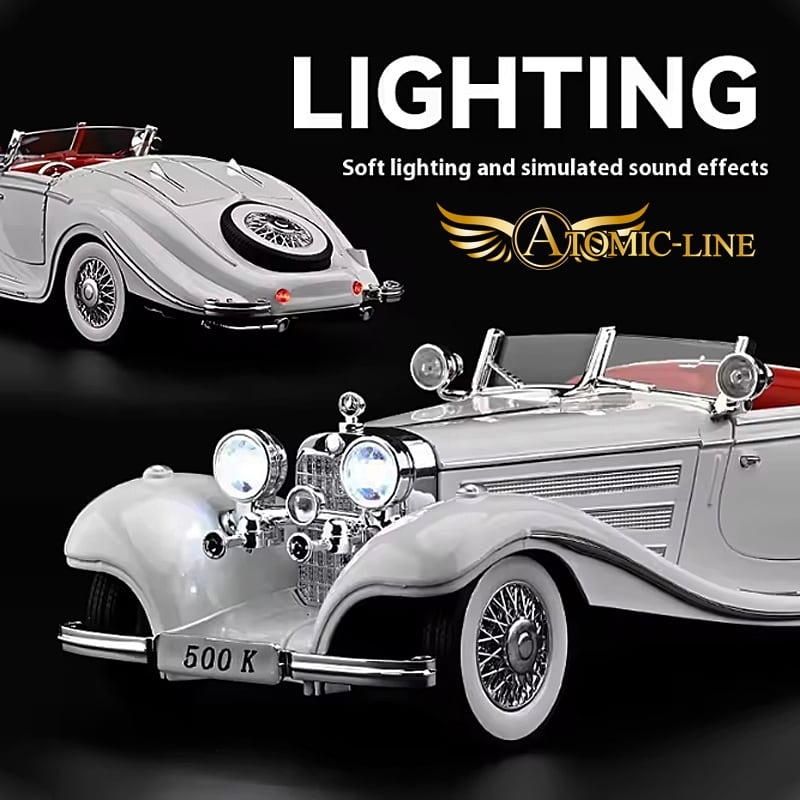 メルセデス ベンツ 500K 1/18 ミニカー 全3色 ライト点灯 エンジン
