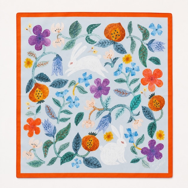 【 Matsuo Miyuki 】  Handkerchief  "ハンカチ" / Plants-Rabbits