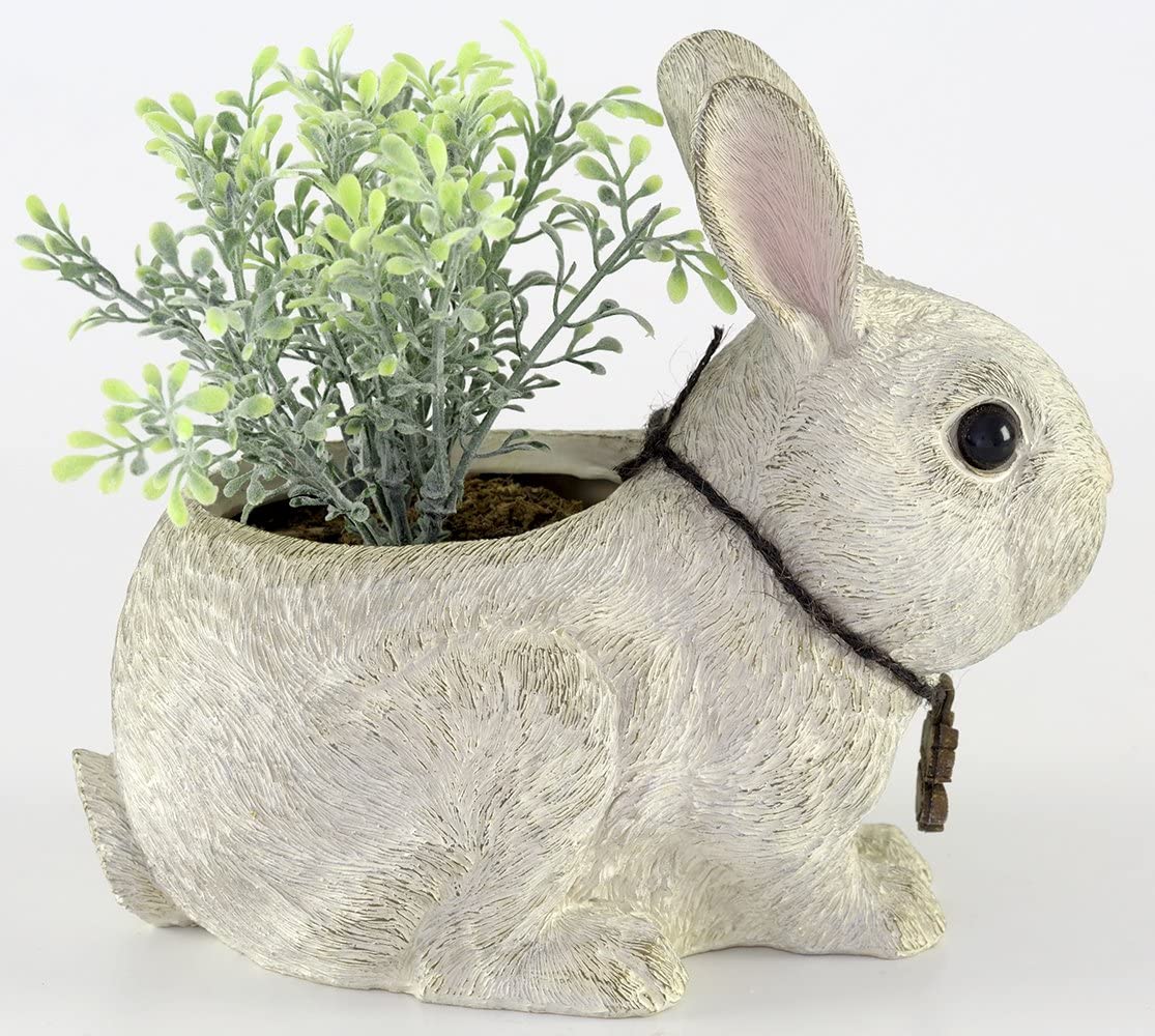 リアルな質感のうさぎの プランター オブジェ 置物 10.5×19×高さ16cm