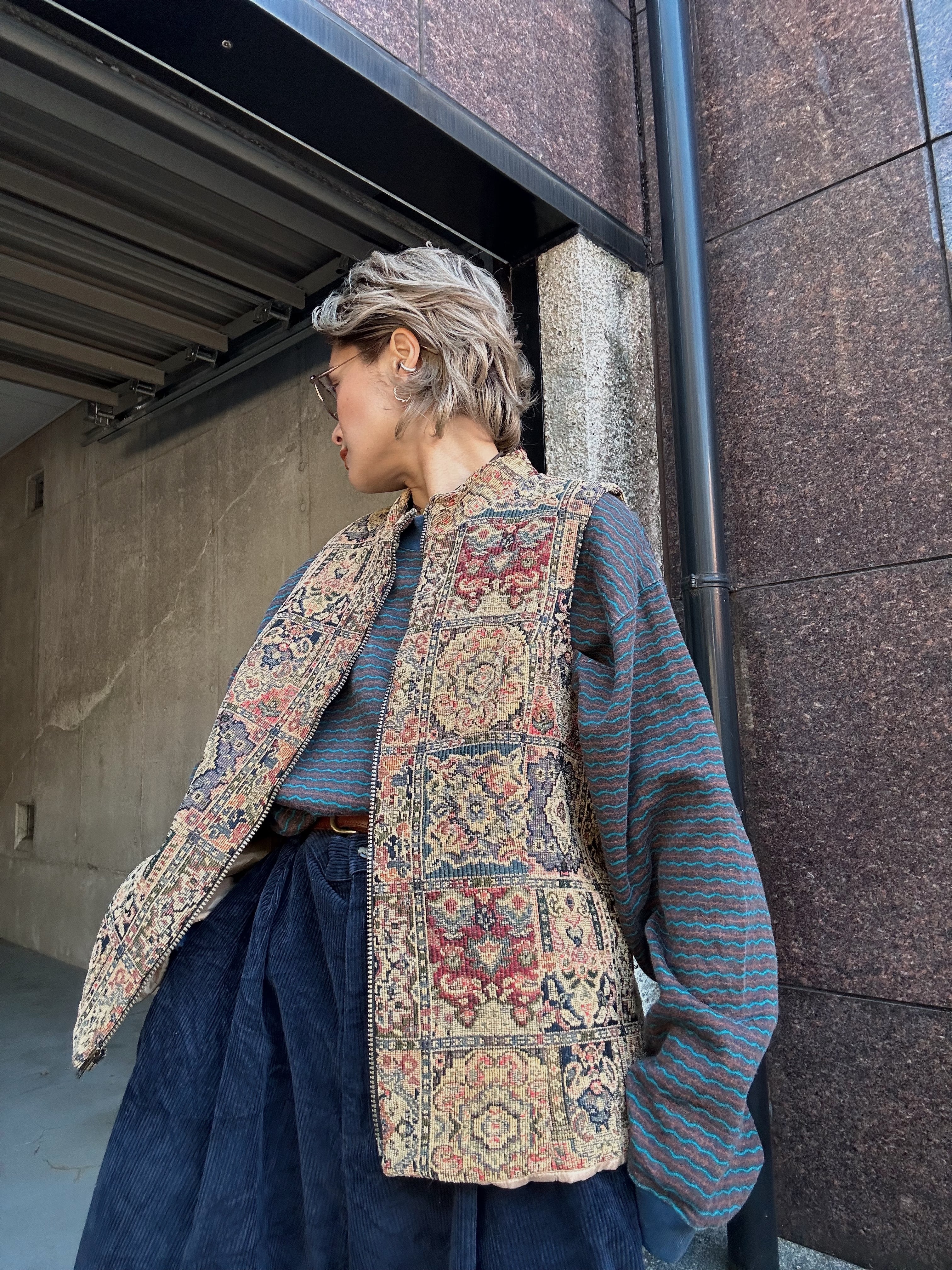 (OT1168)90’s ORVIS jacquard full zip vest made in USA