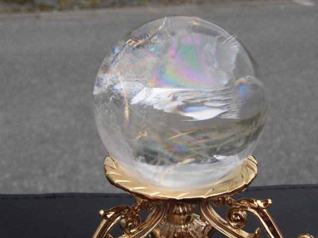 【送料無料】【高品質】69mm ブラジル産天然レインボー水晶玉 no.3