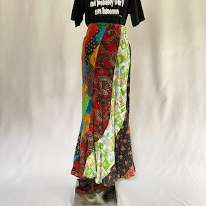 many textile patchwork maxi skirt