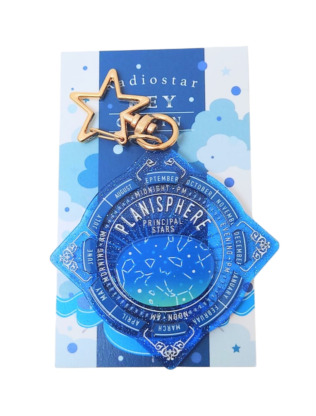 新品】Radiostar 天体雑貨 アクリルキーホルダー「星座盤 青ラメ」KC