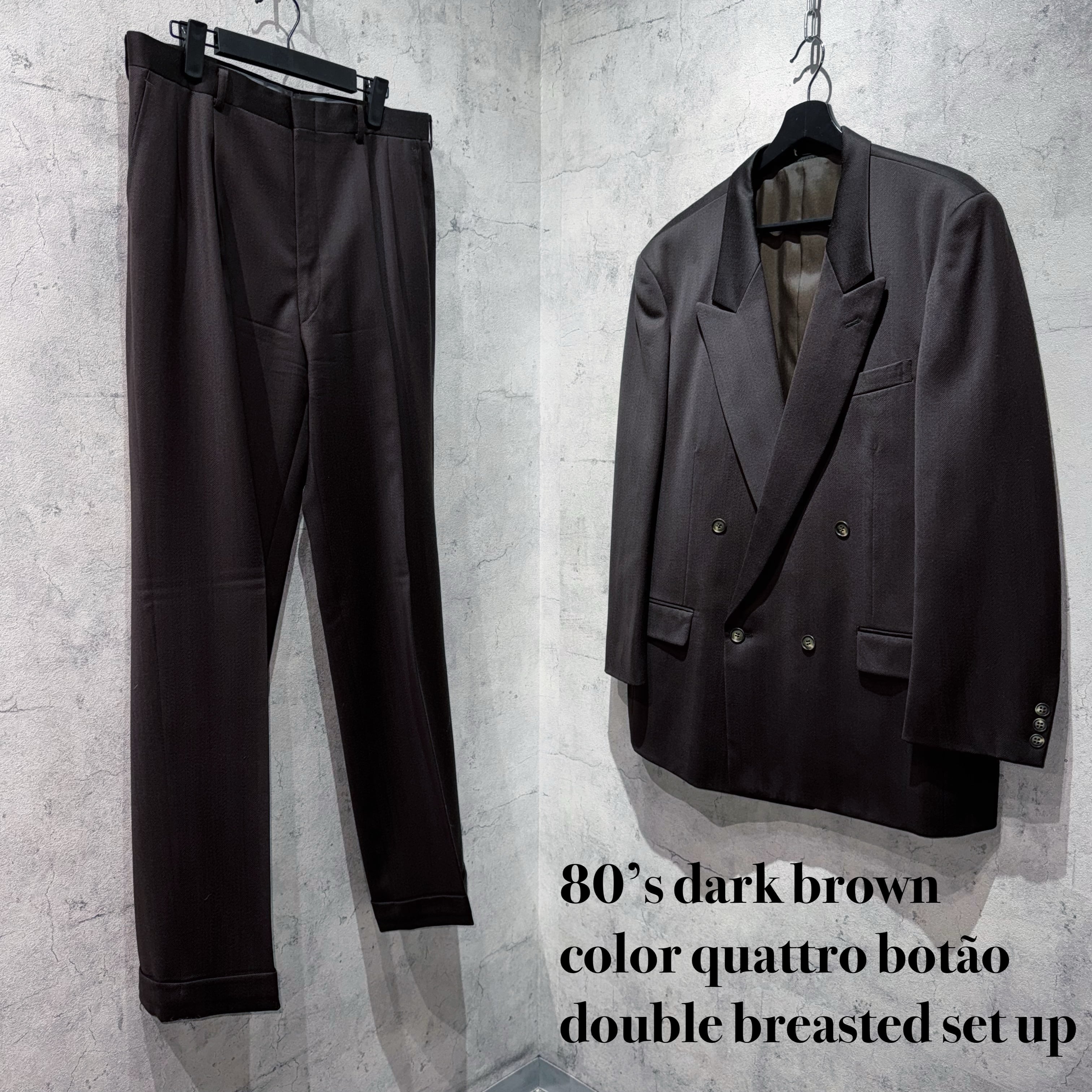 80’s dark brown color quattro botão double breasted set up