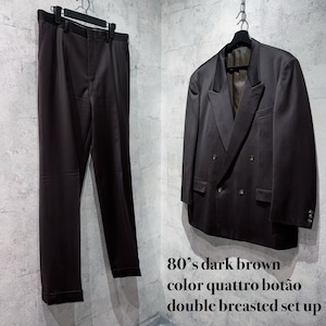 80’s dark brown color quattro botão double breasted set up