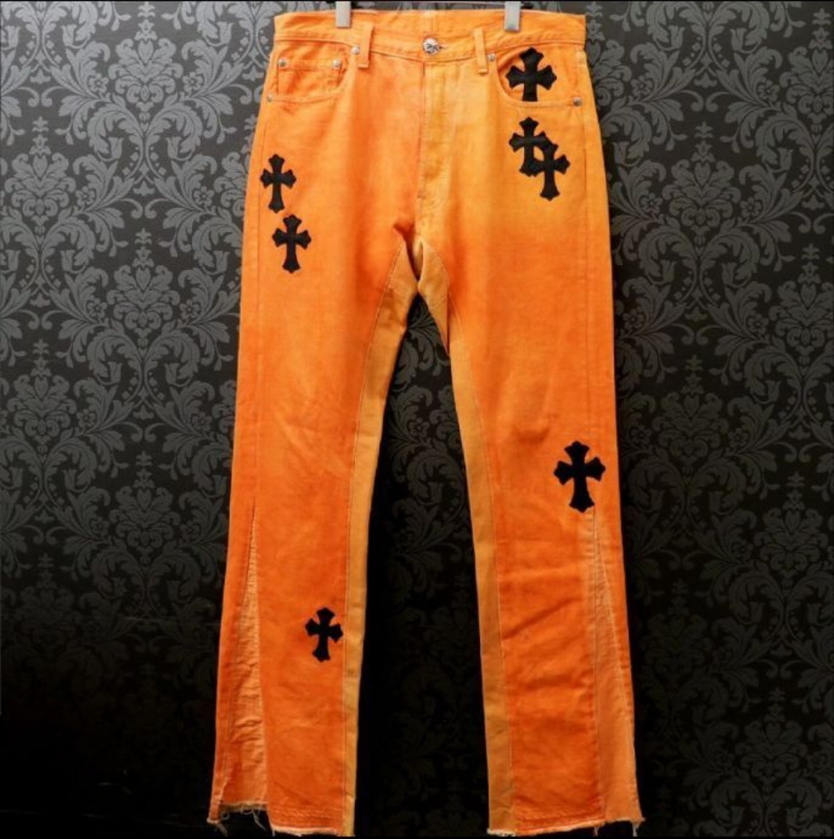 クロムハーツWHITE×GALLERY DEPセメタリークロスパッチデニムパンツ 