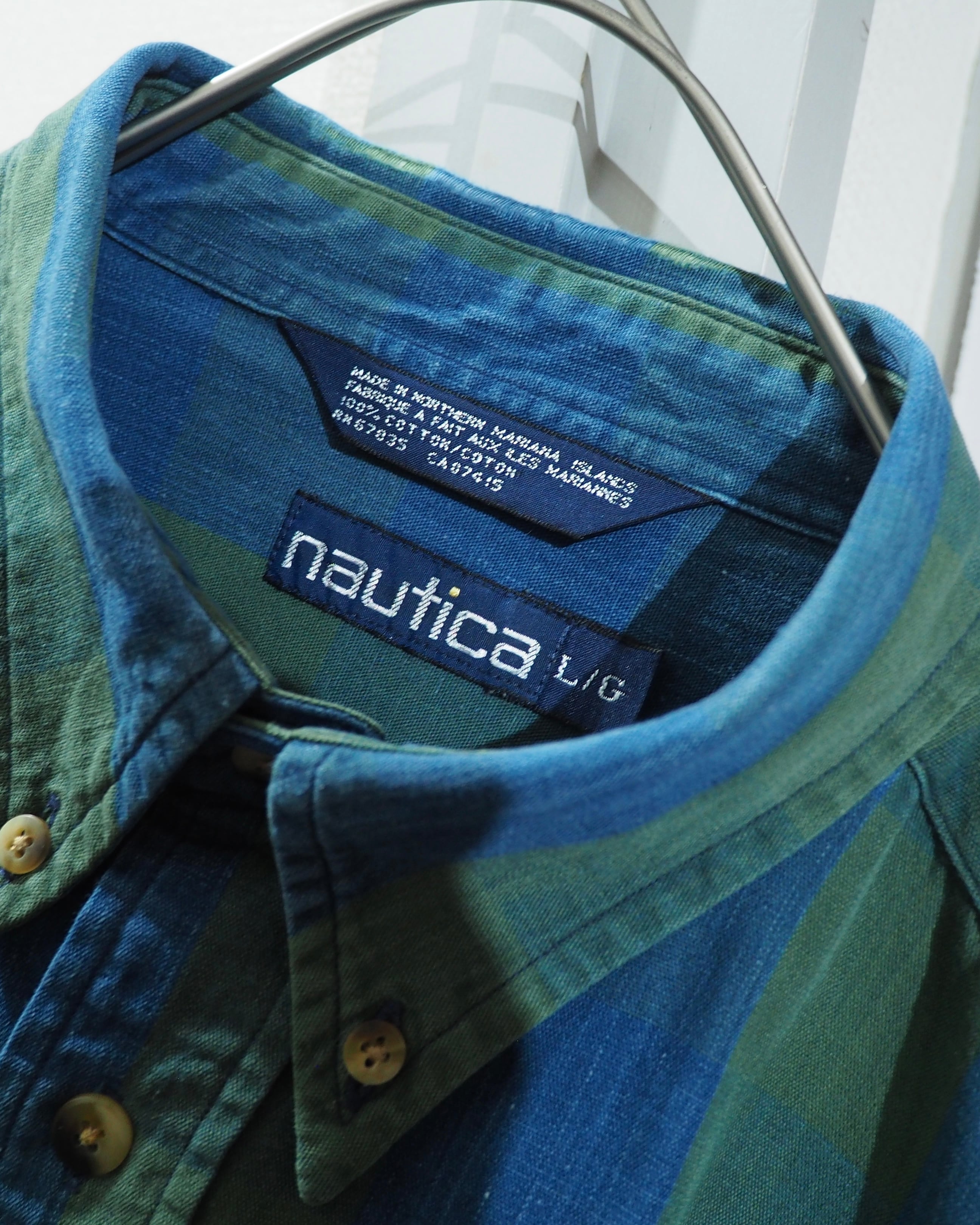 1990s " Old Nautica " Beautiful Buffalo check pattern vintage loose Button Down shirt