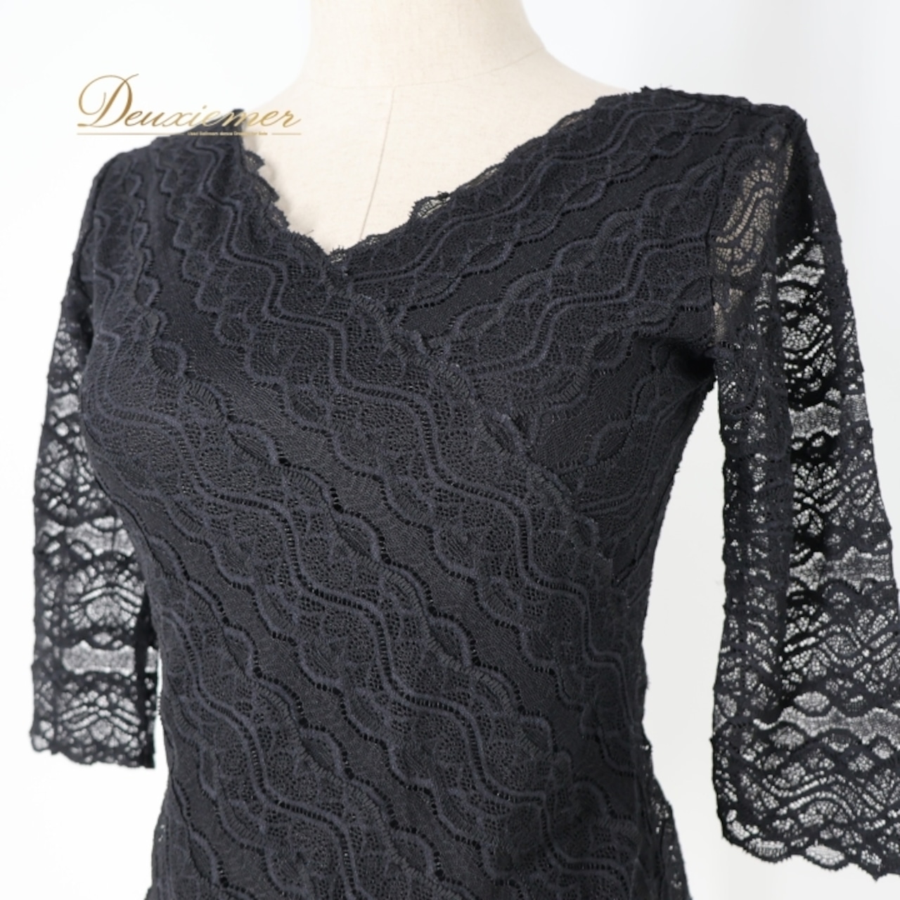 社交ダンス 衣装 トップス ブラウス ブラック系 チャコットロイヤルダンス Chacott ROYAL DANCE レース 七分袖 黒 練習 レッスン 華やか 伸縮 ストレッチ 日本製 上品 かわいい ダンス衣装 イベント ステージ パーティー