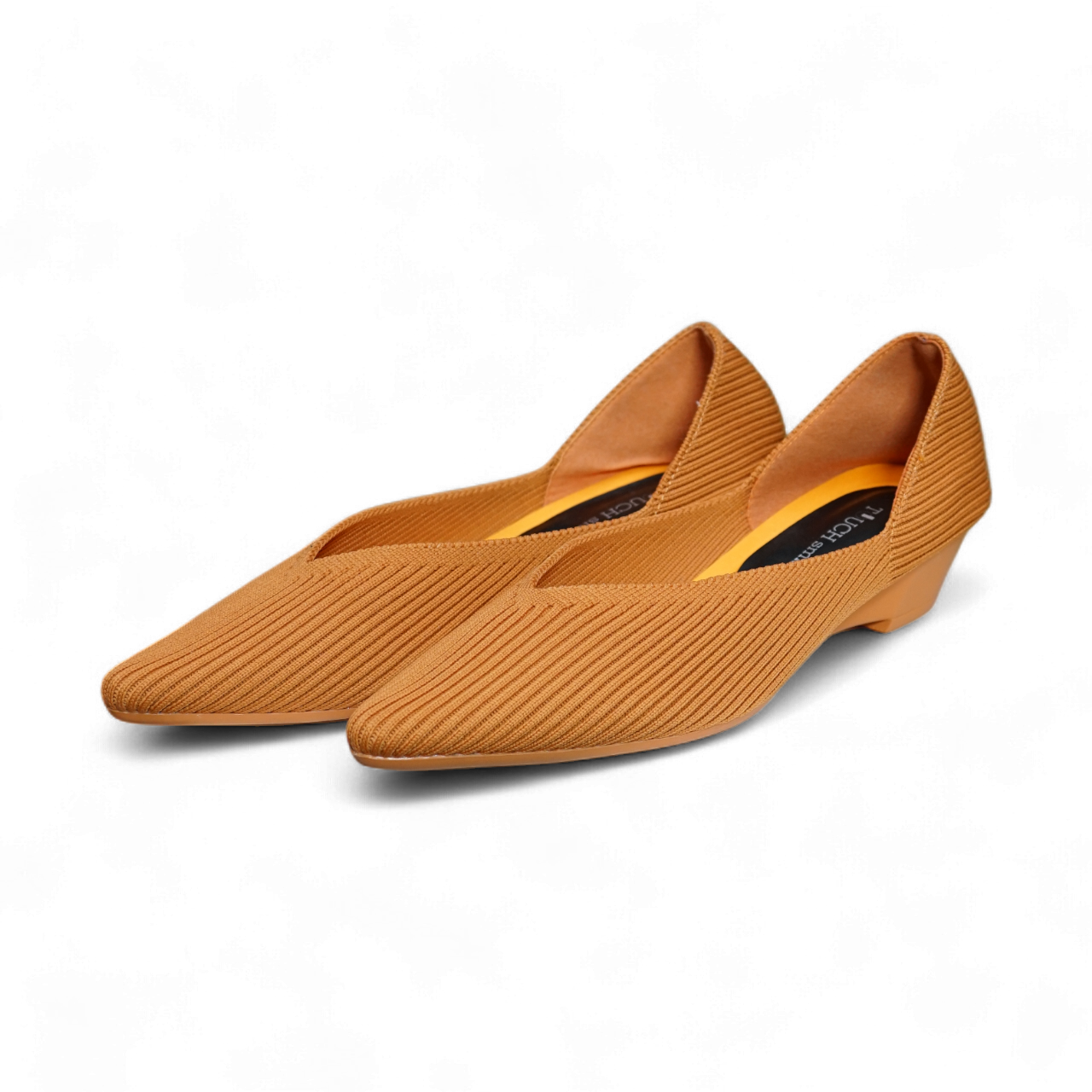 リブニットウェッジパンプス オレンジ Rib knit wedge pumps Pink×gray 254-S-3