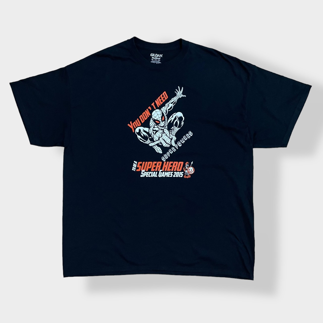 【GILDAN】スパイダーマン プリント Tシャツ ロゴ 黒t 半袖 2X-LARGE ビッグサイズ US古着
