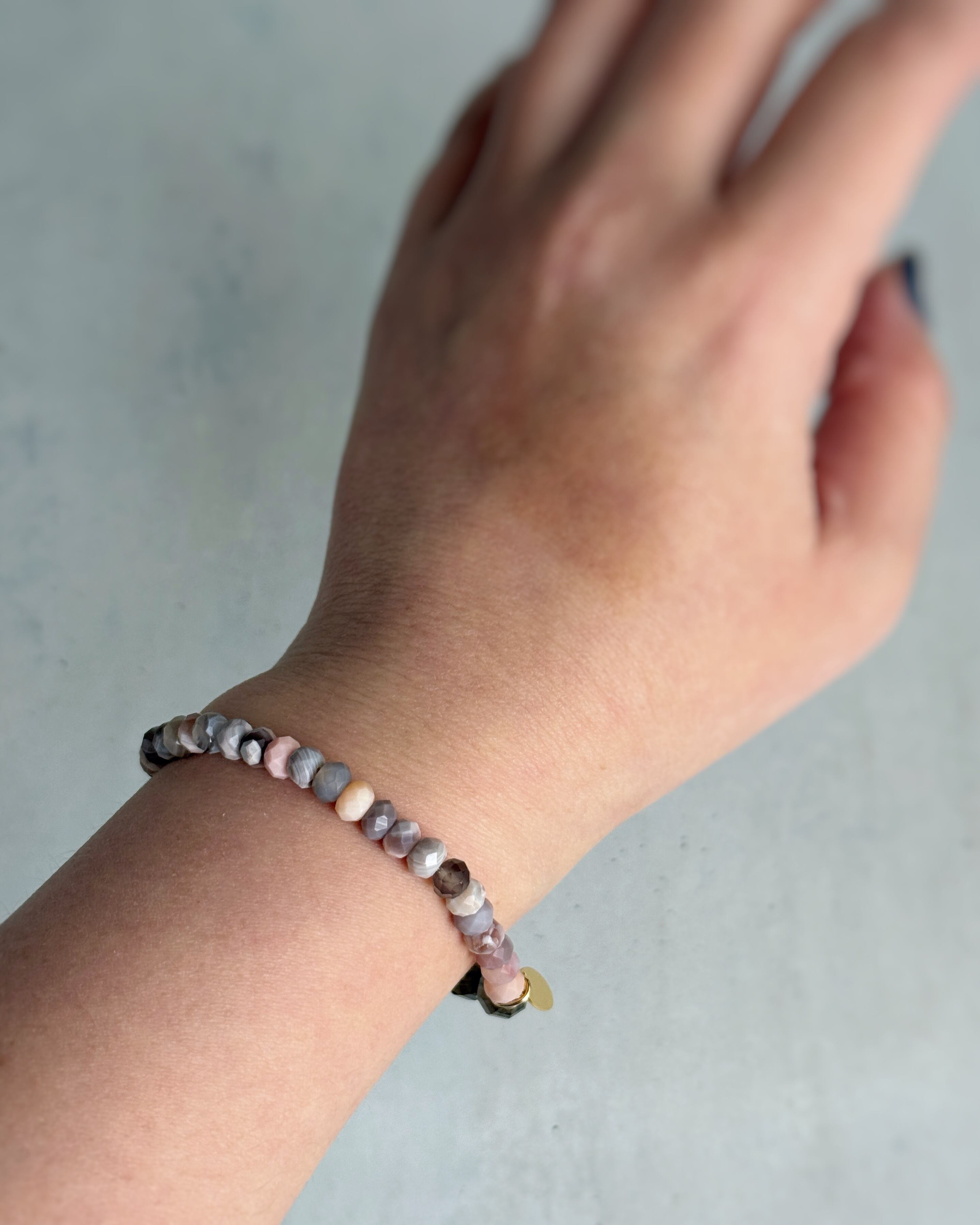 【再販】bicolor bracelet(スモーキークォーツ×ボツワナアゲート)