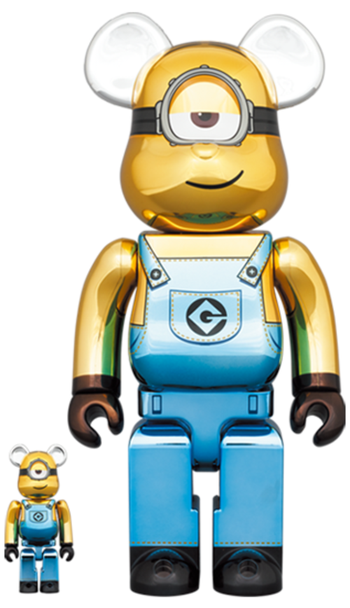 メディコム BE@RBRICK ベアブリック 100% & 400% ミニオンズ スチュアート クローム Ver 未開封 4号店商品