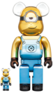 メディコム BE@RBRICK ベアブリック 100% & 400% ミニオンズ スチュアート クローム Ver 未開封 4号店商品