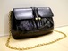 レア美品◆YvesSaintLaurent イヴサンローラン MUSE チェーンデザイン パテントレザー ショルダー バッグ 黒◆ museの希少なチェーンモデル