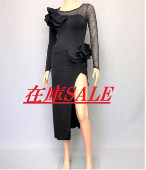 【再値下げ】　社交ダンス ドレス　ラテン　ブラック　S～M　LA-90　デモ・競技用ドレス　発表会　衣装　パーティドレス　ワンピース