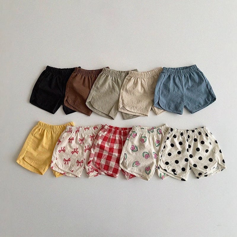 BABY&KID】夏作9色展開リネン混コットンショートパンツ | 韓国子供服