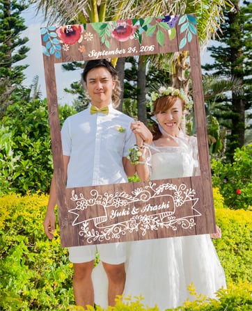 送料無料】オーダーメイド 木目調ヴィンテージフラワー フォトブース