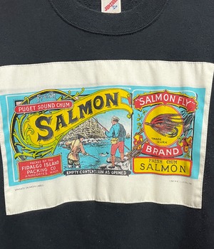 VINTAGE 80-90s BLACK SWEAT -SALMON MADE in USA-