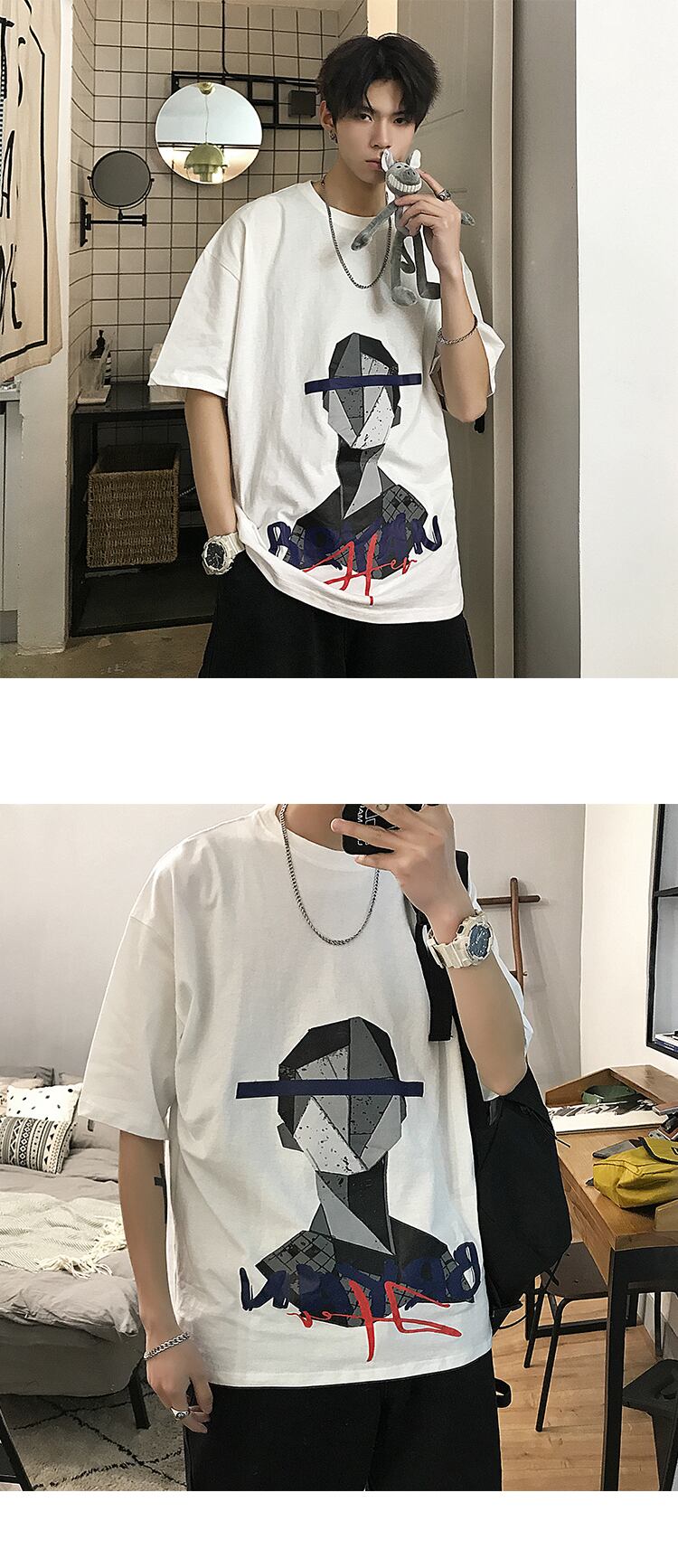 全2色 Tシャツ カットソー プリント カジュアル シンプル