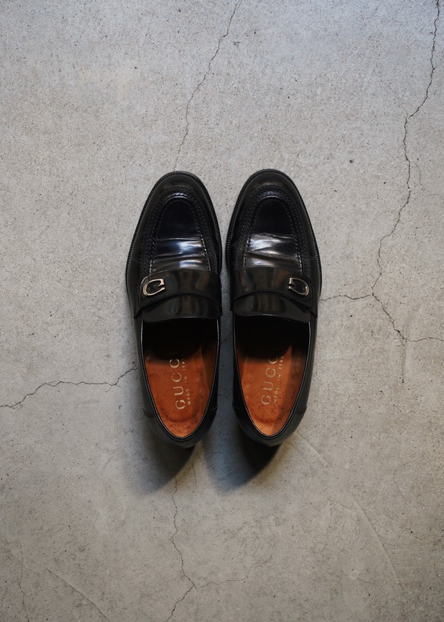 90’s-00’s GUCCI plane toe leather loafers