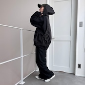 【受注予約:3月上旬入荷予定】異素材ドッキングフーディーvest/ブラック