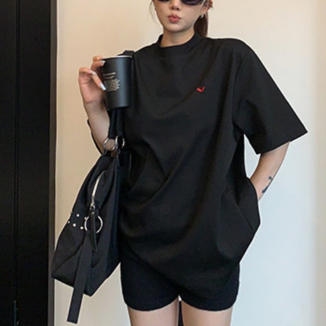one point heart short sleeve tee　ワンポイントハート半袖ティー　J2056