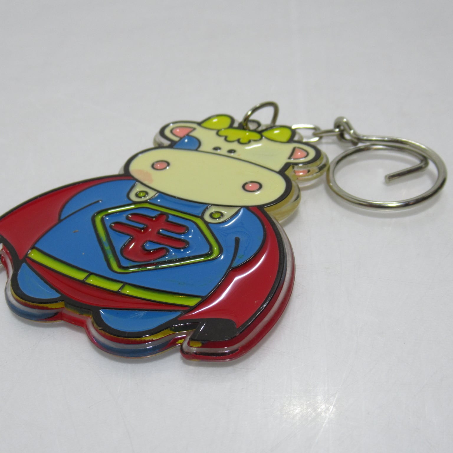 牛 ウシ スーパーマン 昭和レトロ プラスチックキーホルダー [#5 牛 ウシ スーパーマン 昭和レトロ プラスチックキーホルダー [#5