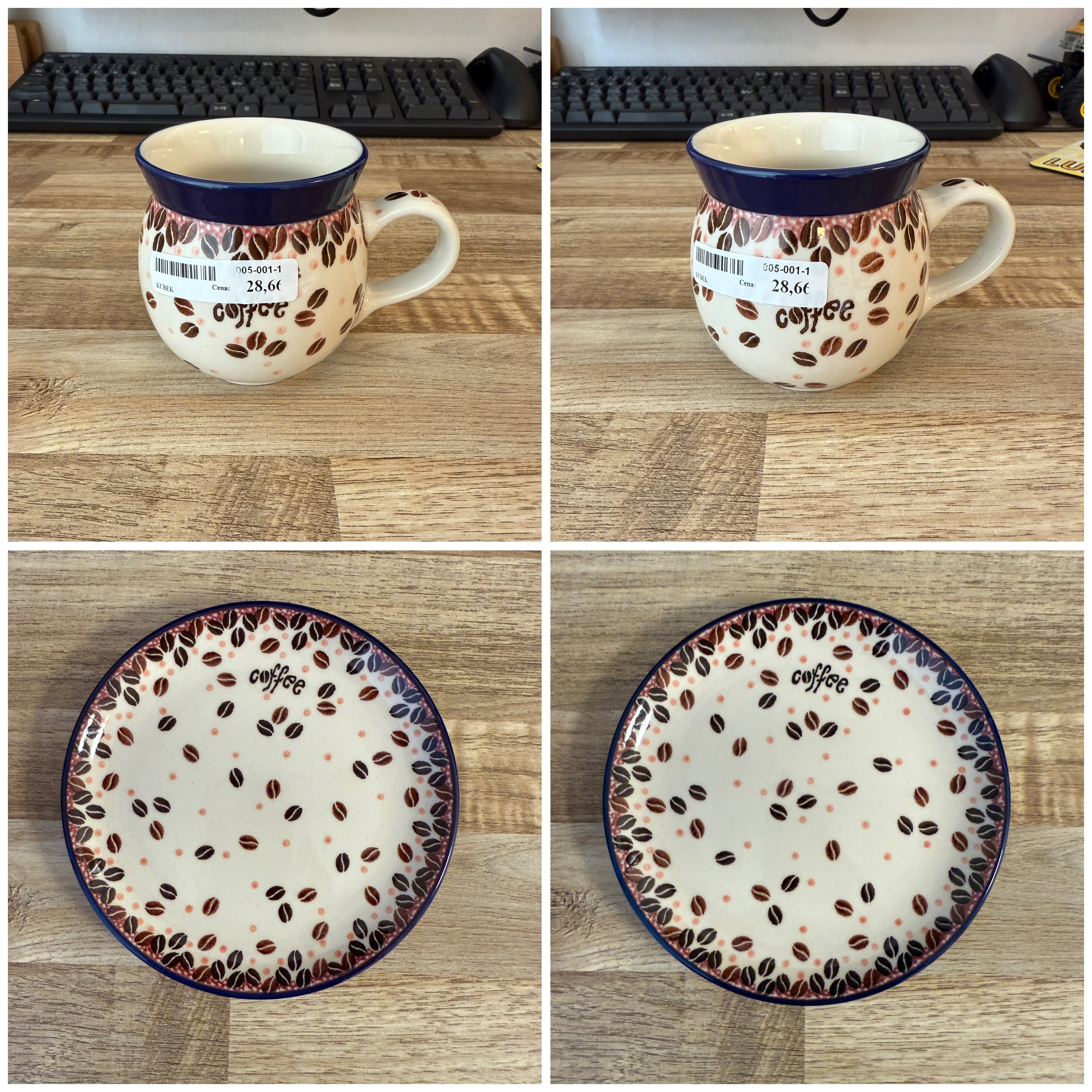 新品　ポーリッシュポタリー　珈琲豆柄　くま柄　プレート　マグカップ　セット 専用商品)コーヒー豆柄 マグカップ250mlとプレート | ポーリッシュポ