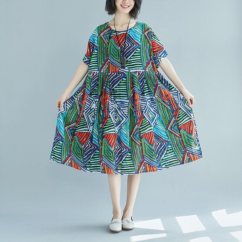 【新作】【送料無料】 大きいサイズの綿とリネンのマタニティサマードレス2019新しいファッション印刷脂肪MMルーズマタニティドレスmm200kg-アリババ コットン 大きめサイズ 夏物 expec233812042154