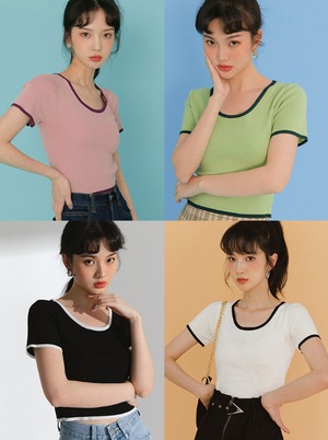 Round neck short sleeve sweater