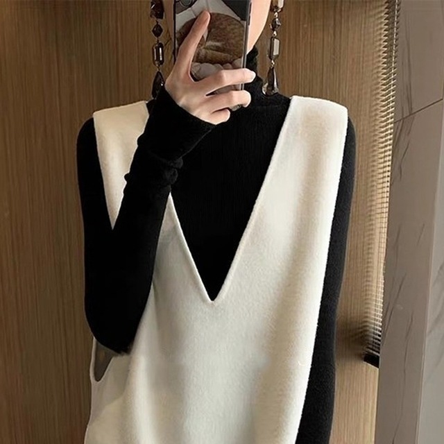 レディース ジレワンピース ニットジャンスカ ロングベスト ニットベストワンピ ドレス ジャンパースカート Vネック 袖なし ノースリーブ ロング丈 マキシ ミモレ ホワイト 白 春夏 春 夏 秋冬 秋 冬 ゆったり 大人可愛い きれいめ エレガント 上品 クラシック レトロ