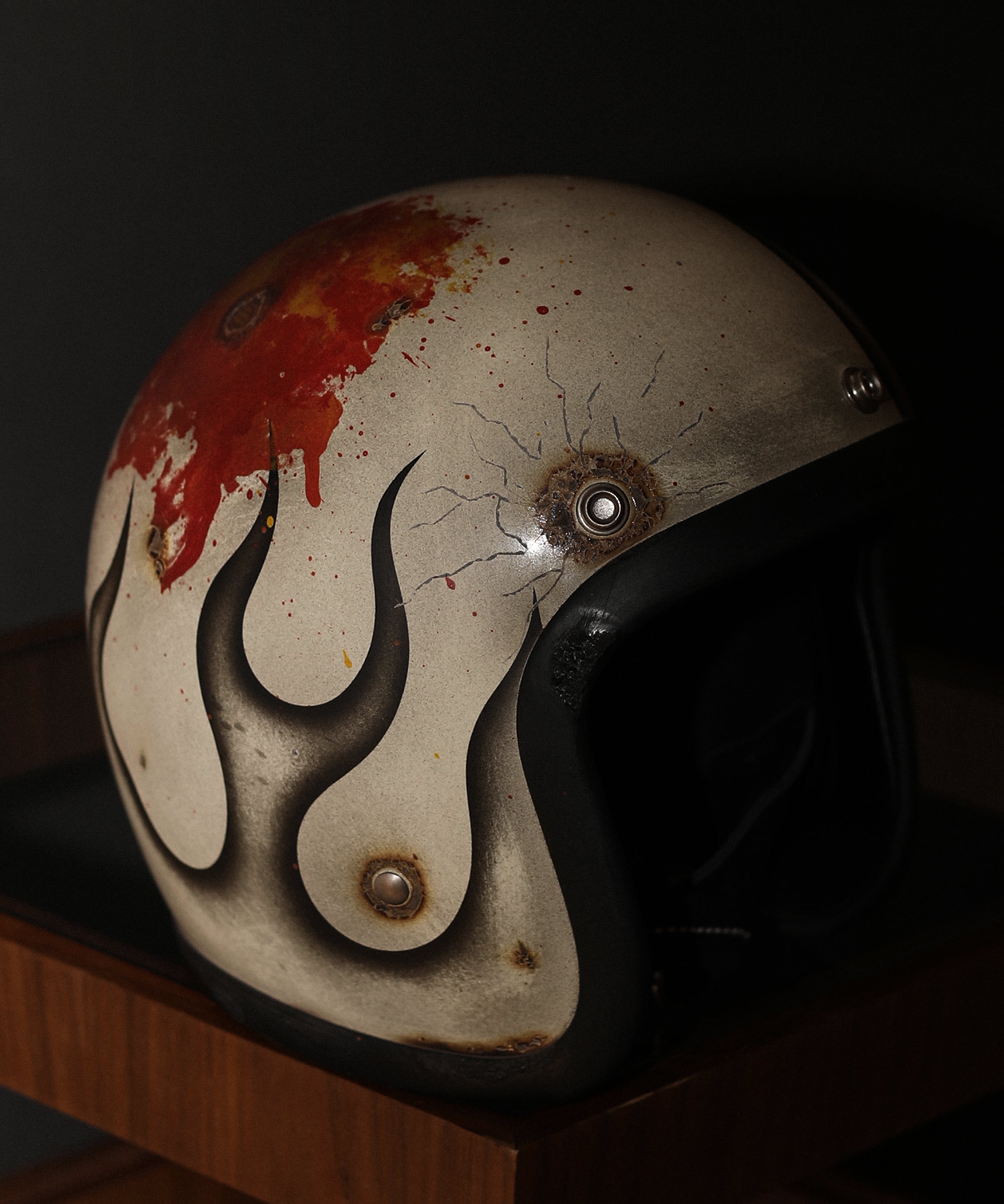 送料無料】AGING NEON FLAMES HALF HELMET | BARYFROMTHENORM