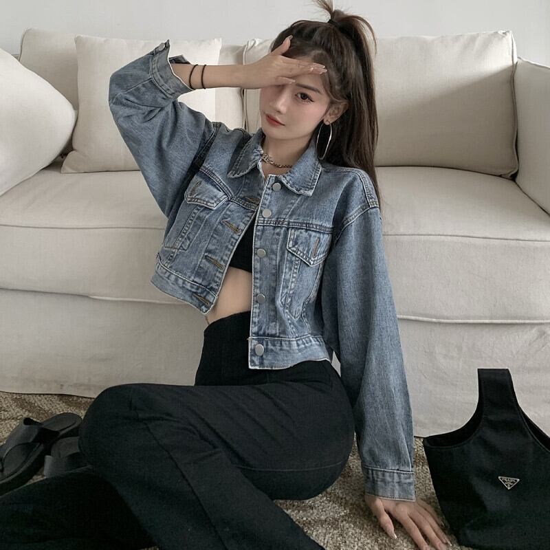 スタイルショートジャケット オータムスタンダードルーズトップス ロング レトロ ストリート 秋物 ガールズファッション70321432050