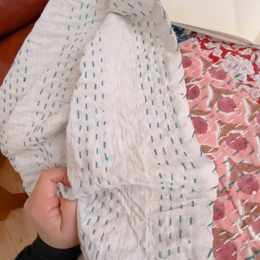 (薄く汚れあり)Msize ブロックプリントキルト 薄く汚れあり)Msize ブロックプリントキルト 薄く汚れあり)Msize