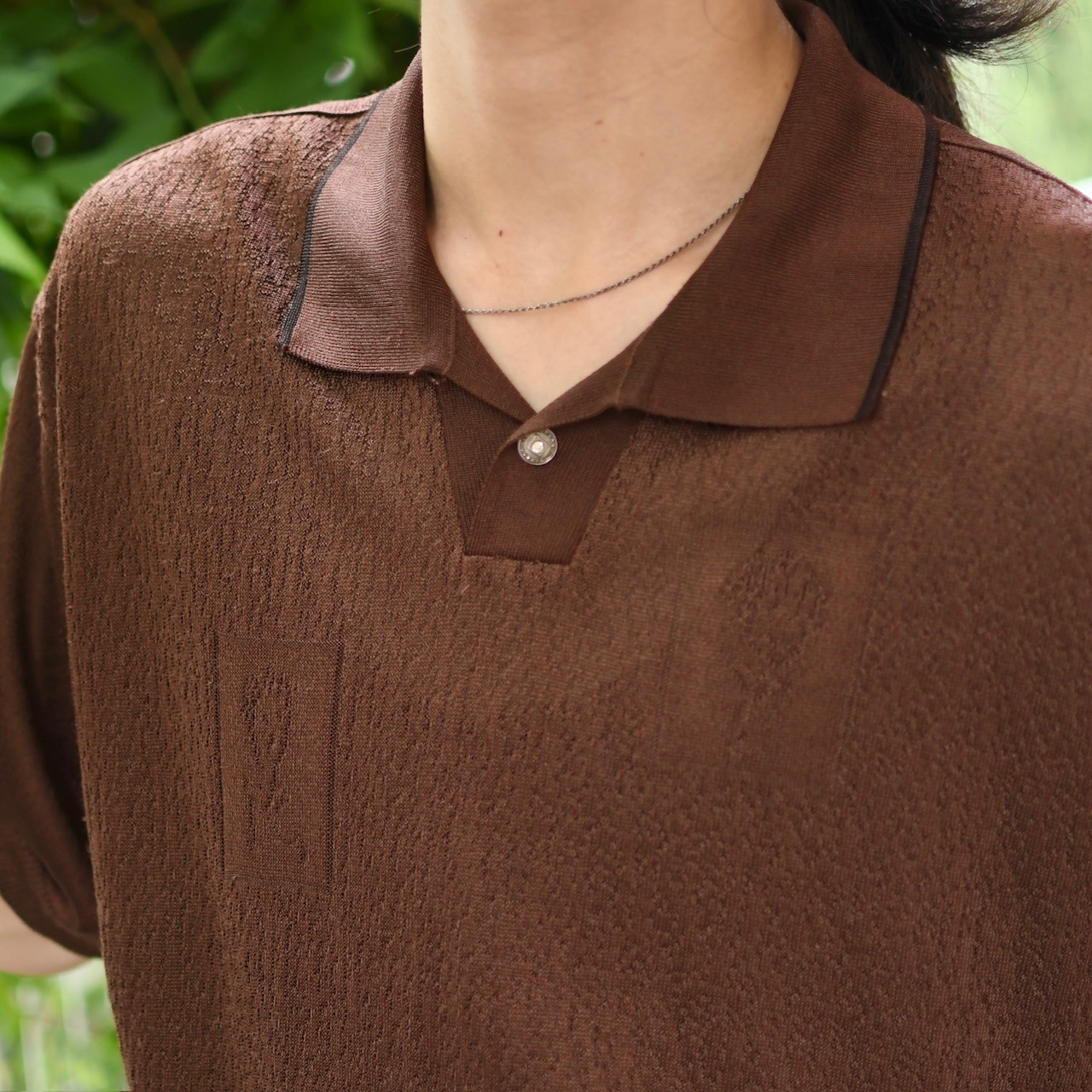 character design knit polo brown