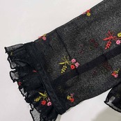 MARIAH 花柄 刺繍 シアー シースルー フリルジャケット ブラウス /黒 ブラック/日本製/ビンテージ