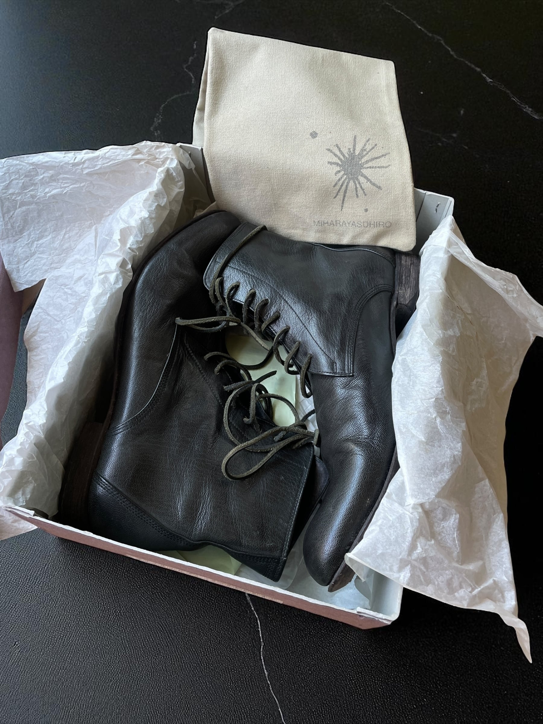 Mihara Yasuhiro - 00s Sculpted Leather Lace Boots